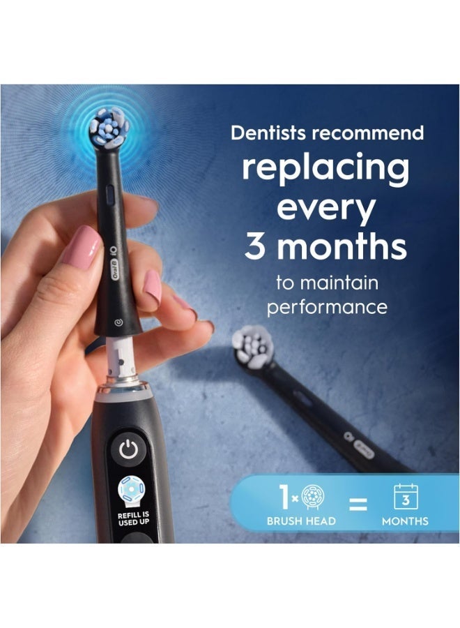 أورال بي رأس فرشاة أسنان كهربائية Oral-B iO Ultimate Clean، شعيرات ملتوية وزاوية لإزالة البلاك بشكل أعمق، عبوة من 2 قطعة باللون الأسود - Image 4